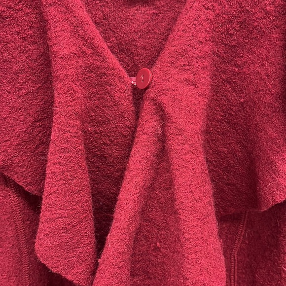 August Silk Ruffled Collar Wool Jacket Sweater XL Ruby Red - Picture 2 of 6